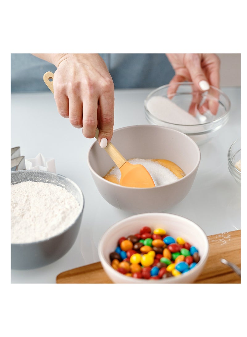 NOVOLAN Mini Baking Tools Colorful 5-Piece Set Spatula Silicone Scraper Children's Wooden Handle Silicone Small Kitchenware, Including a Scraper, Two Spatulas, a Pastry Brush, and a Small Spoon - Image 2