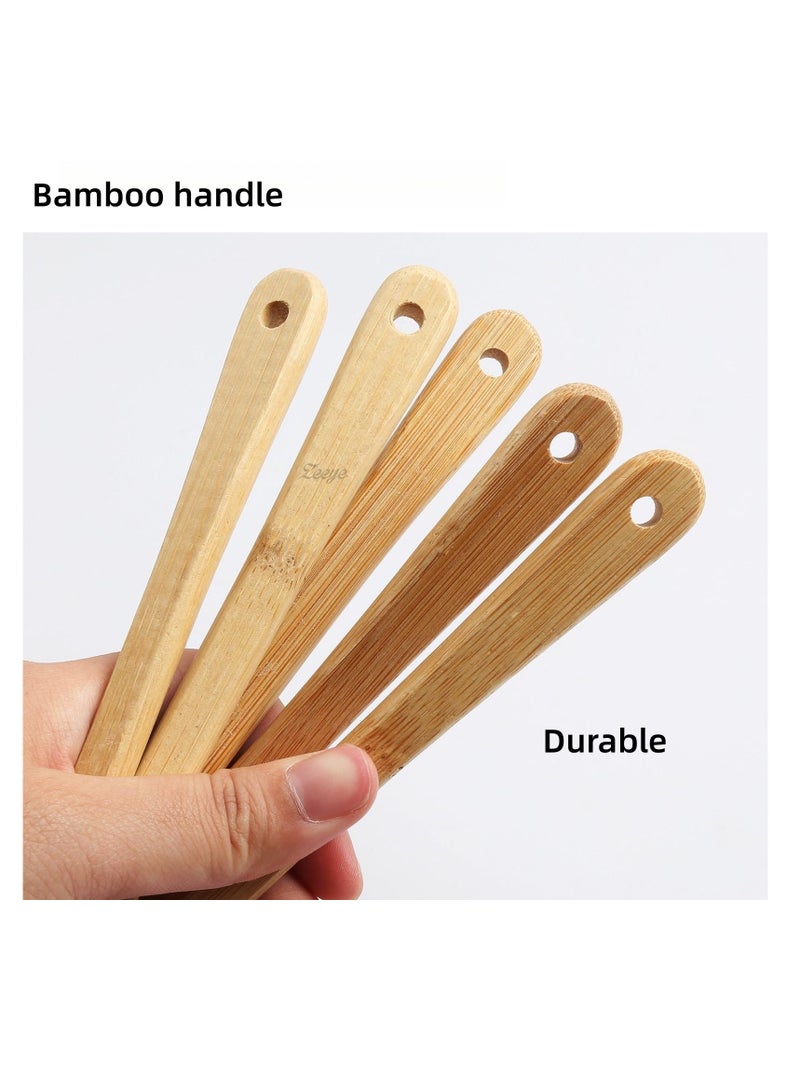 NOVOLAN Mini Baking Tools Colorful 5-Piece Set Spatula Silicone Scraper Children's Wooden Handle Silicone Small Kitchenware, Including a Scraper, Two Spatulas, a Pastry Brush, and a Small Spoon - Image 5