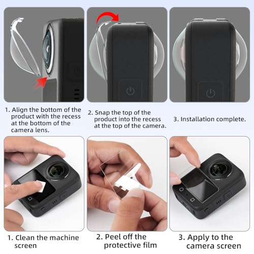 SKEZN 2PCS Screen Protector + PC Lens Guards for DJI OSMO 360, Tempered Glass Screen Cover Ultra HD 9H Anti-Scratch Protective Film, Scratch Resistant Film Only for DJI OSMO 360 Accessories kit - Image 2