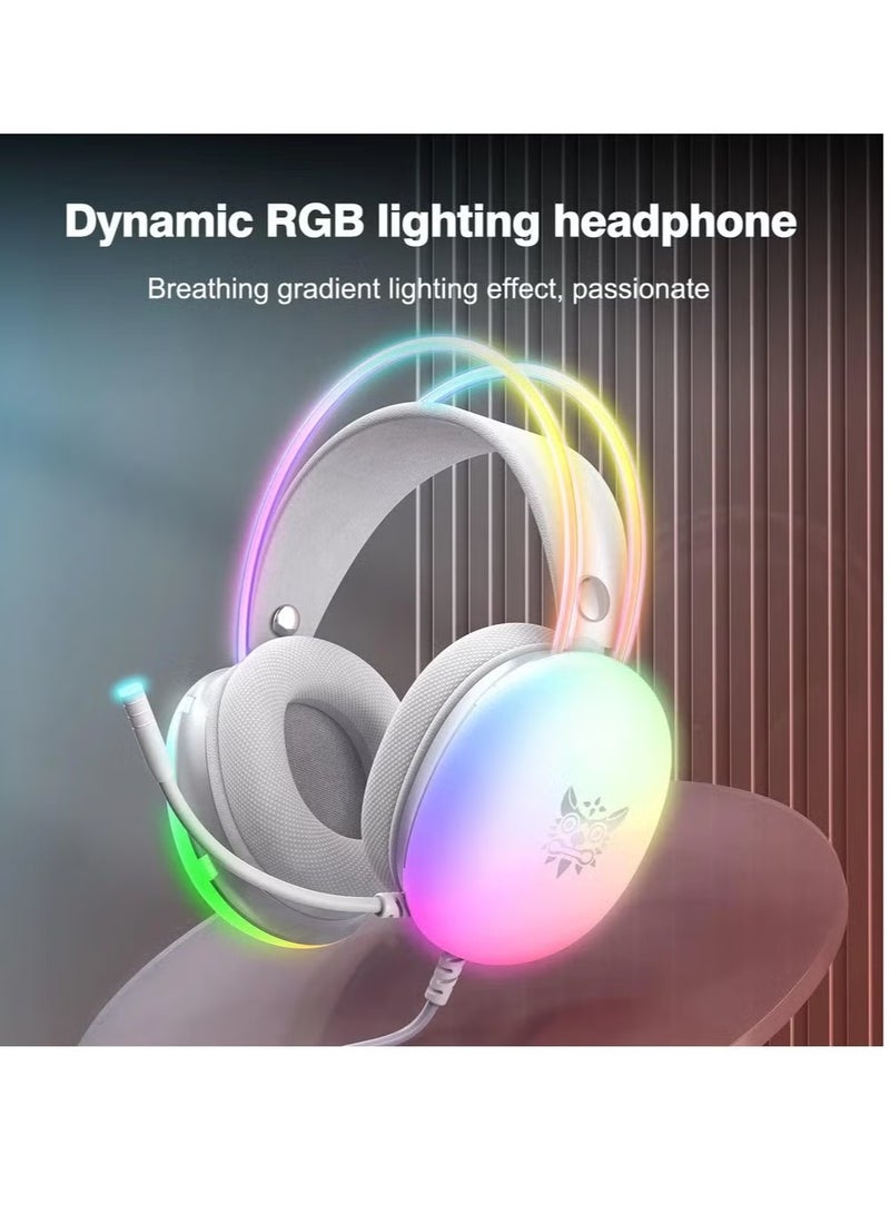 onikuma RGB Gaming Headset – High-Quality Stereo Sound, Noise-Canceling Microphone, Adjustable Headband, Comfortable Ear Cushions – RGB LED Lighting for Enhanced Gaming Experience – Ideal for Gaming, Streaming, and Communication  - Image 2