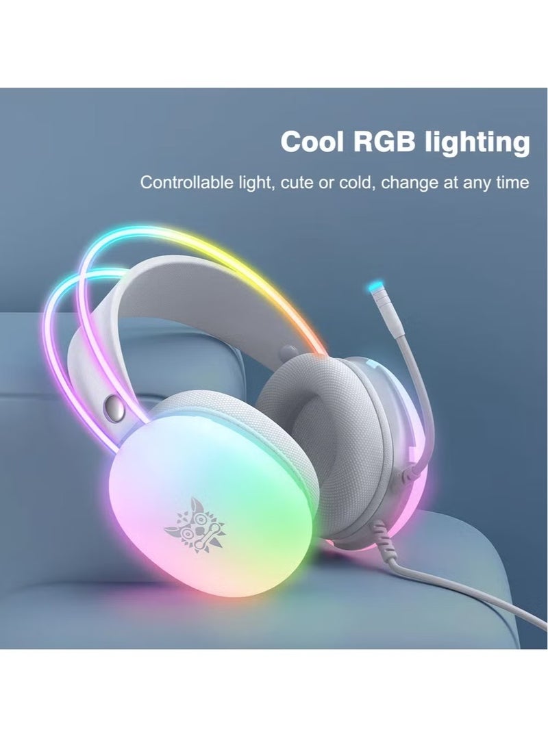 onikuma RGB Gaming Headset – High-Quality Stereo Sound, Noise-Canceling Microphone, Adjustable Headband, Comfortable Ear Cushions – RGB LED Lighting for Enhanced Gaming Experience – Ideal for Gaming, Streaming, and Communication  - Image 3