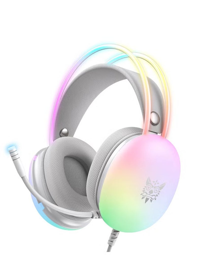 onikuma RGB Gaming Headset – High-Quality Stereo Sound, Noise-Canceling Microphone, Adjustable Headband, Comfortable Ear Cushions – RGB LED Lighting for Enhanced Gaming Experience – Ideal for Gaming, Streaming, and Communication  - Image 1