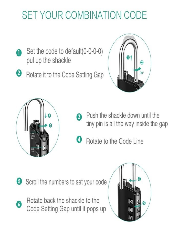 أوريا قفل تركيبة ORIA، عبوة من 4 أقفال تركيبة، قفل مكون من 4 أرقام مع 4 مفاتيح للخزانة الرياضية، خزانة صالة الألعاب الرياضية المدرسية، الحقيبة، صندوق الأدوات، الحقيبة، التخزين بمشبك - Image 5