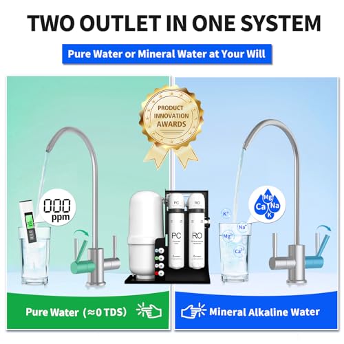 WINGSOL Dual Mode Integrated Reverse Osmosis Water Filter, NSF/ANSI 42&53&58, 10-Stage Under Sink RO Filtration System for 0 TDS Water & pH+ Alkaline Remineralization Water, No Electricity Needed - Image 3