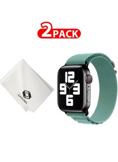 2 Packs Of Apple Watch Band and Microfiber Cloth Alpine Loop Band 38mm 40mm 41mm Women Men Adjustable with Metal G-Hook Strap for iWatch Series 7/SE/6/5/4/3/2/1 Aquamarine