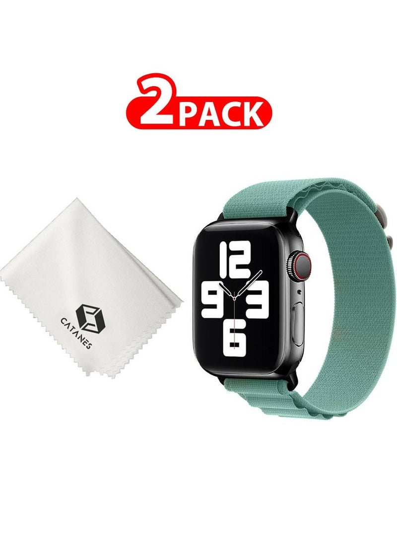 CATANES - 2 Packs Of Apple Watch Band and Microfiber Cloth Alpine Loop Band 38mm 40mm 41mm Women Men Adjustable with Metal G-Hook Strap for iWatch Series 7/SE/6/5/4/3/2/1 Aquamarine - Image 1