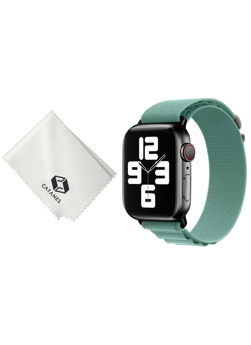 CATANES - 2 Packs Of Apple Watch Band and Microfiber Cloth Alpine Loop Band 38mm 40mm 41mm Women Men Adjustable with Metal G-Hook Strap for iWatch Series 7/SE/6/5/4/3/2/1 Aquamarine - Image 1