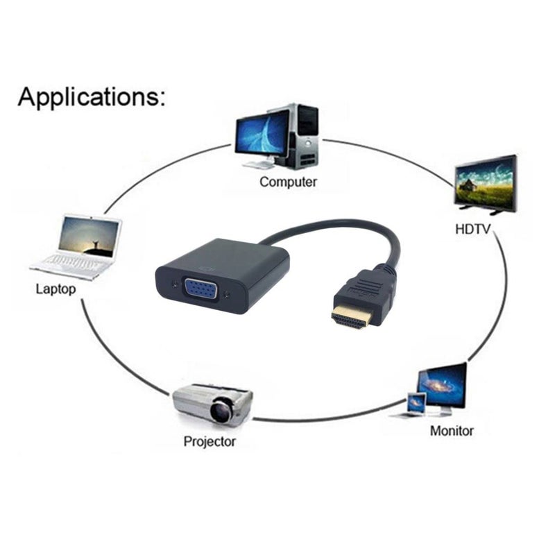 Chenyang محول HDMI إلى VGA، محول كابل HDMI ذكر مطلي بالذهب إلى VGA أنثى للكمبيوتر، سطح المكتب، اللابتوب، الشاشة، البروجيكتور - Image 3