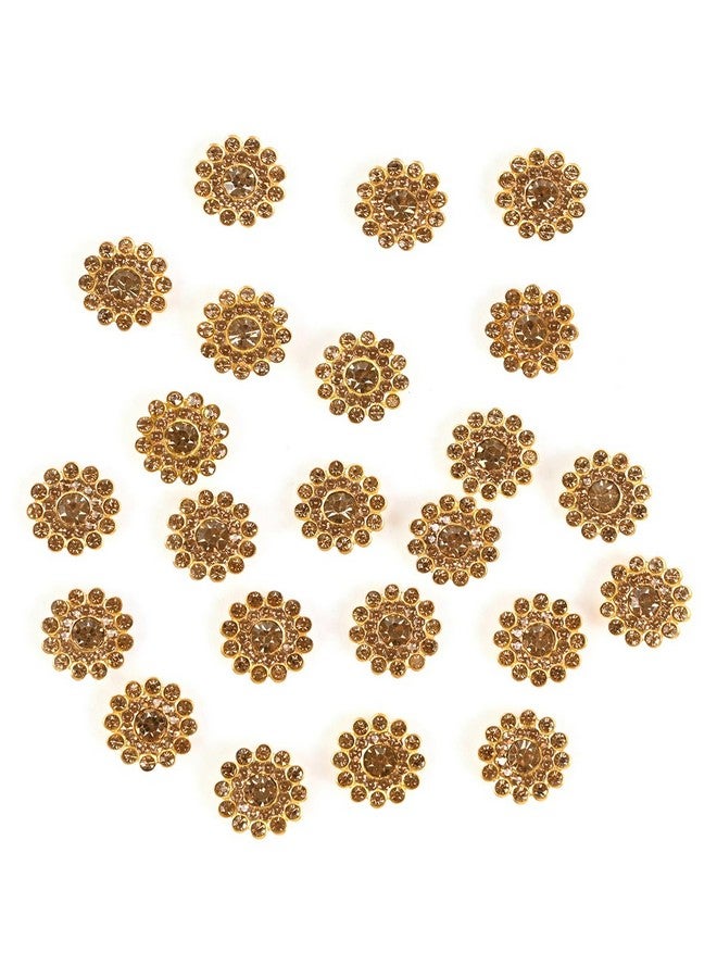 Embroiderymaterial مادة تطريز على شكل زهرة ذهبية، أحجار الراين للخياطة/اللصق للتطريز، الحرف اليدوية، DIY، صناعة المجوهرات، إلخ، تزيين زهور (14 مم، 100 قطعة) - Image 1