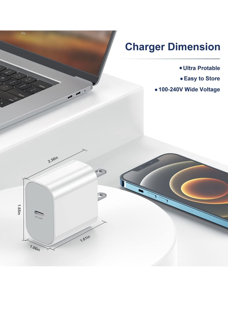 Generic - 20W Wall Charger Plug Block with USB C to Lightning Cable Cord 3M, iPhone 14 Charging Block Power Adapter Cube for iPhone 14 Pro Max/13 Pro/12 Mini/11,iPad - Image 1