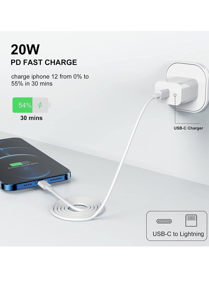 Generic - 20W Wall Charger Plug Block with USB C to Lightning Cable Cord 3M, iPhone 14 Charging Block Power Adapter Cube for iPhone 14 Pro Max/13 Pro/12 Mini/11,iPad - Image 1
