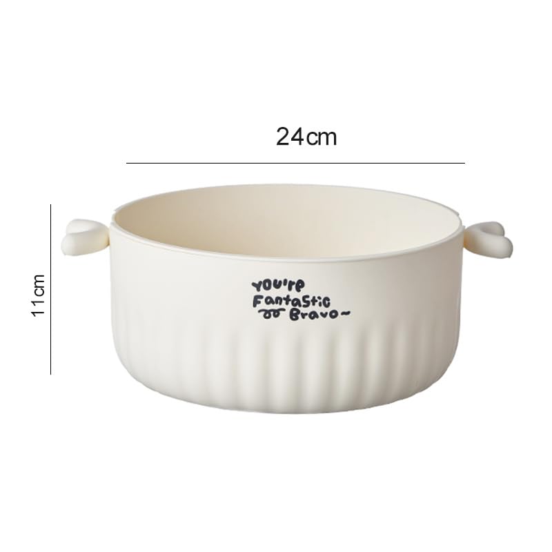 VBM Drainer Fruit Basket Double-Layer Plastic Washing Strainer Rice Fruit Vegetable Wash Drain Basket Draining Bowl Set Kitchen Utensils Multi-Purpose Colander Strainer Bowl (Beige) - Image 5