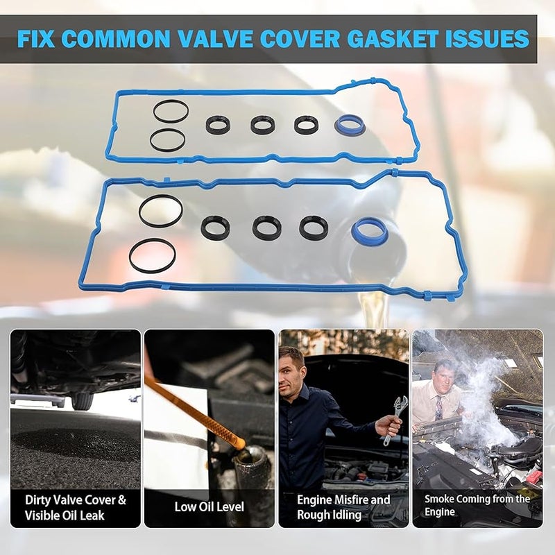 MNJWS Valve Cover Gasket Set - Compatible with 3.6L V6 Dodge Journey, Durango, Avenger, Jeep Cherokee, Wrangler, Ram 1500, ProMaster, Chrysler 200, 300 - Replace VS50805R, 5184596AE - Image 4