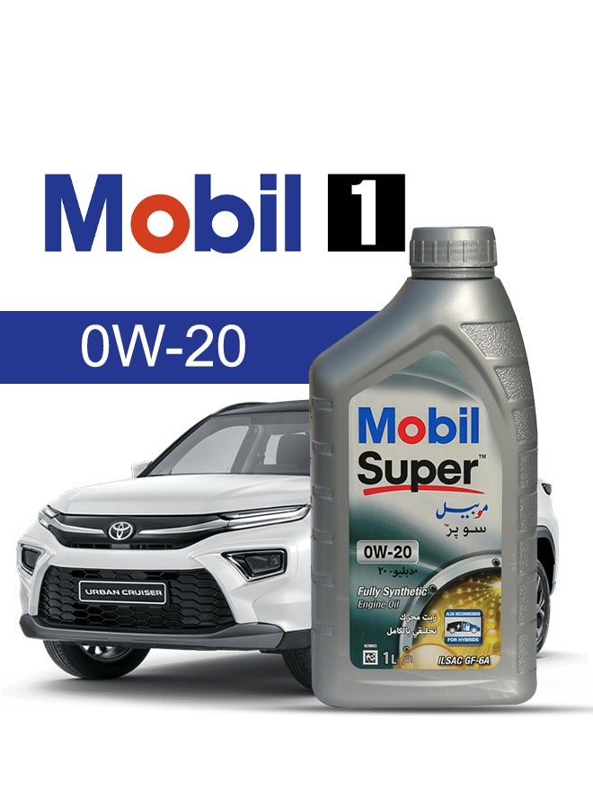 موبيل زيت محرك سيارة تويوتا، اوربان كروزر 2024 - 2020 - لزوجة 0w20 موبيل سوبر 3 لتر، مع فلتر زيت المحرك - 2020 2021 2022 2023 2024