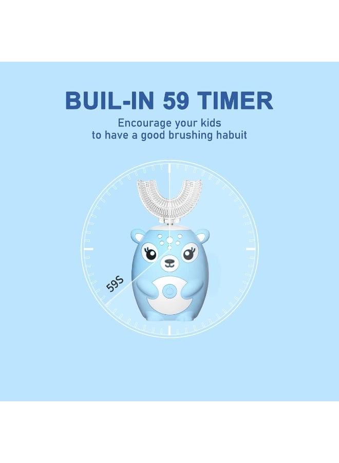 general Kids Electric Toothbrushs U Shaped sonic Automatic Toothbrush with 4 Brush Heads, Six Cleaning Modes,Cartoon deer Modeling , full mouth toothbrush for baby - Image 5