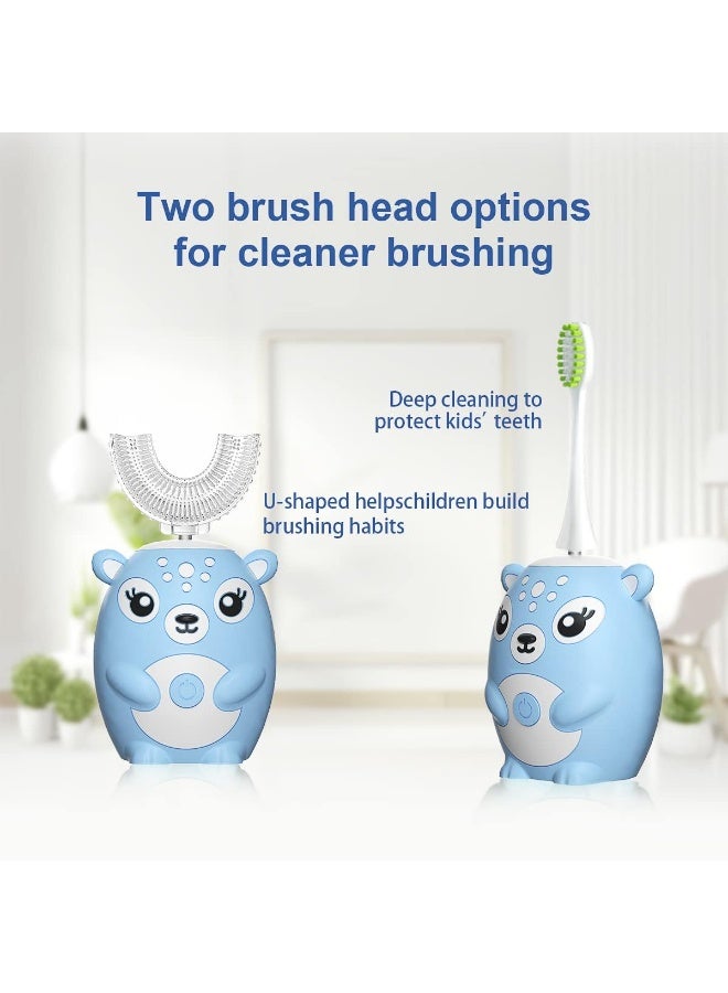 general Kids Electric Toothbrushs U Shaped sonic Automatic Toothbrush with 4 Brush Heads, Six Cleaning Modes,Cartoon deer Modeling , full mouth toothbrush for baby - Image 3