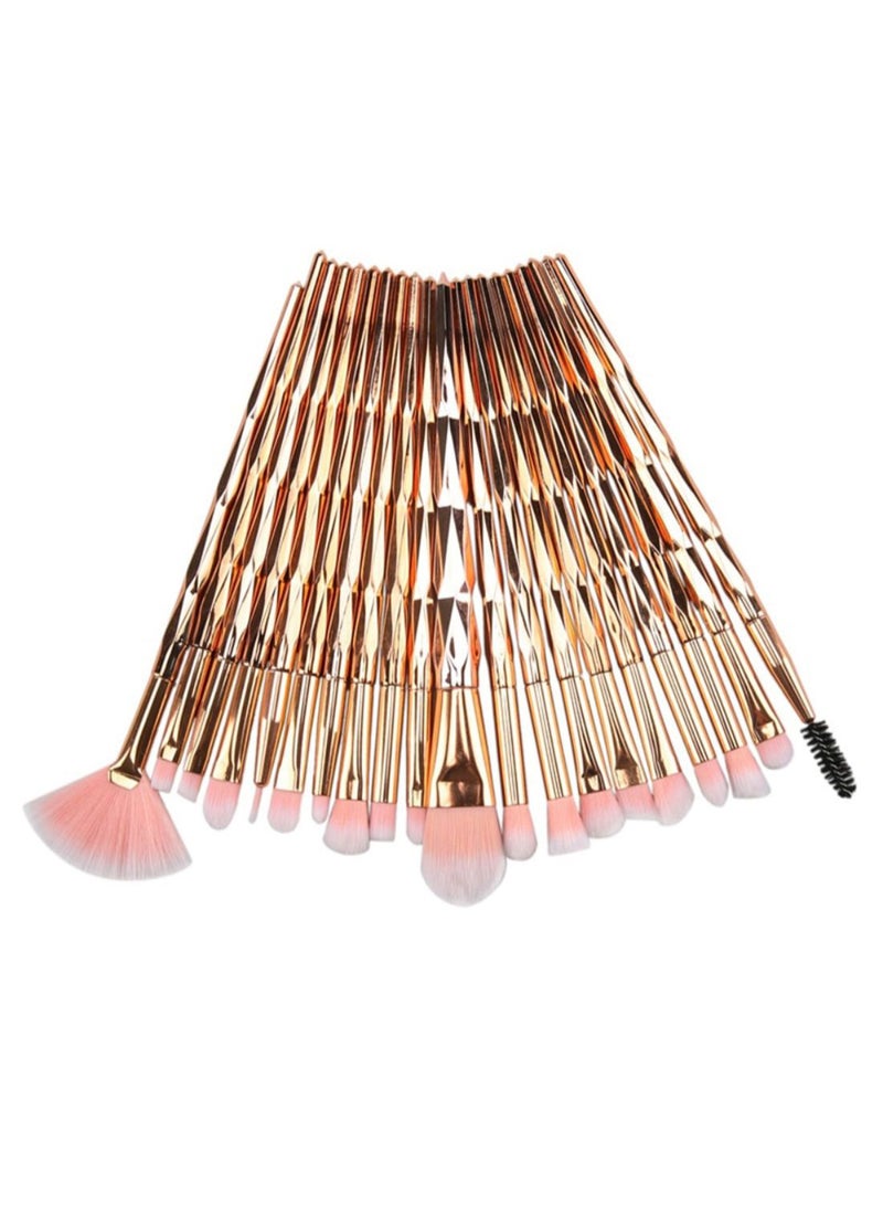 20-Piece Eye Makeup Brush Set Gold/Pink - Image 2