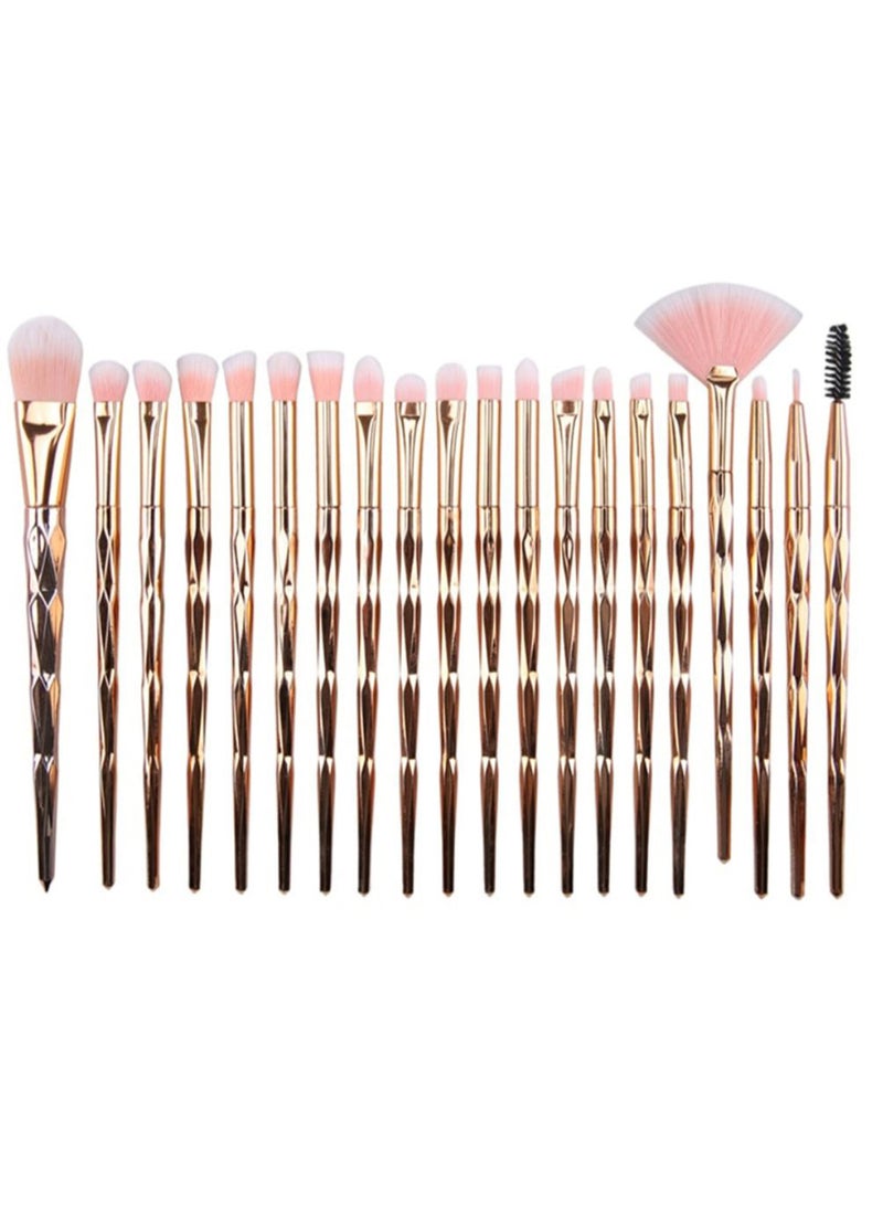 20-Piece Eye Makeup Brush Set Gold/Pink - Image 1