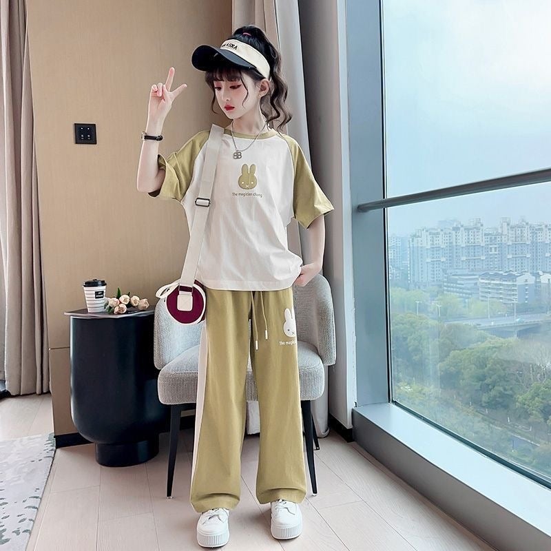 Girls'' Summer Outfit Trendy Street Style Children''s Casual Sportswear Summer Children''s Clothing for Older Kids Fashionable Short-Sleeve Stylish - Image 4