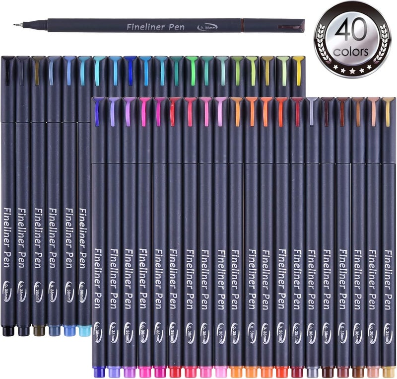 Tebik 45 Pack Planner Colored Pens, 40 Colors Pens with 5 Stencils, Fineliners for Journal Planner Note Calendar Writing Coloring, Drawing, School Office Art Supplies - Image 1