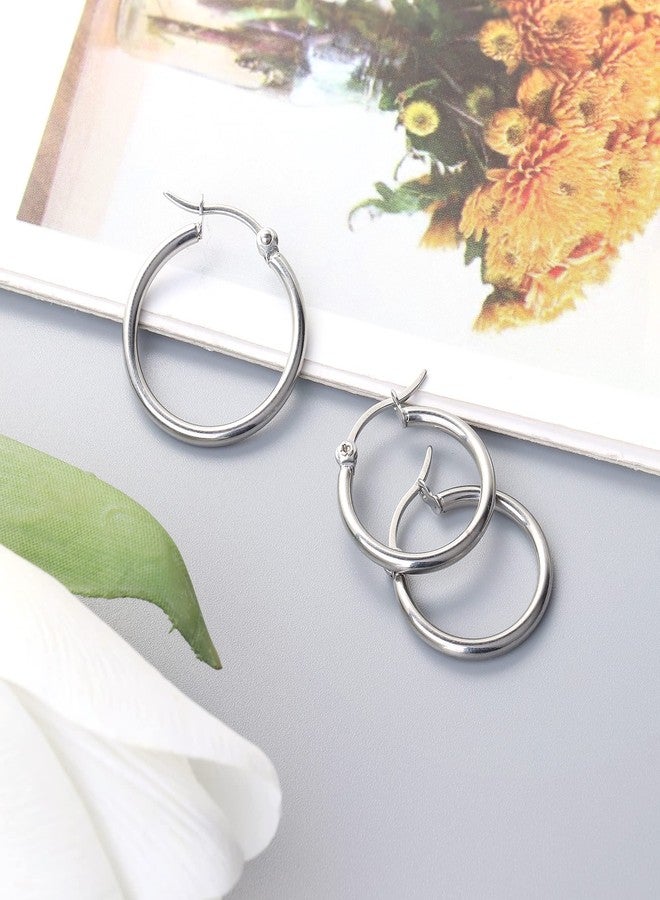 Jstyle 3 Pairs Stainless Steel Hoop Earrings for Women Huggie 10MM-20MM, Cubic Zirconia - Image 2