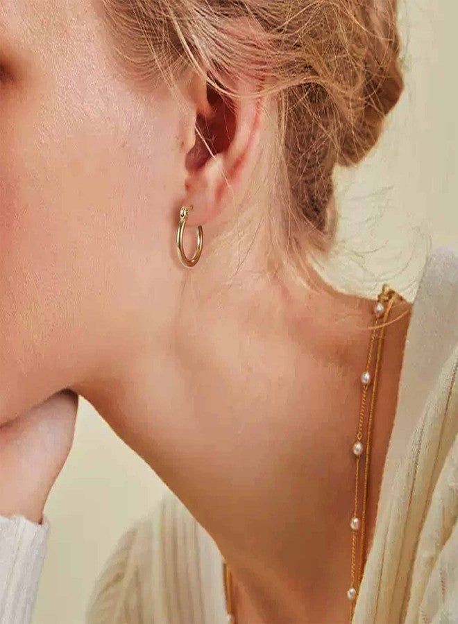 Jstyle 3 Pairs Stainless Steel Hoop Earrings for Women Huggie 10MM-20MM, Cubic Zirconia - Image 4