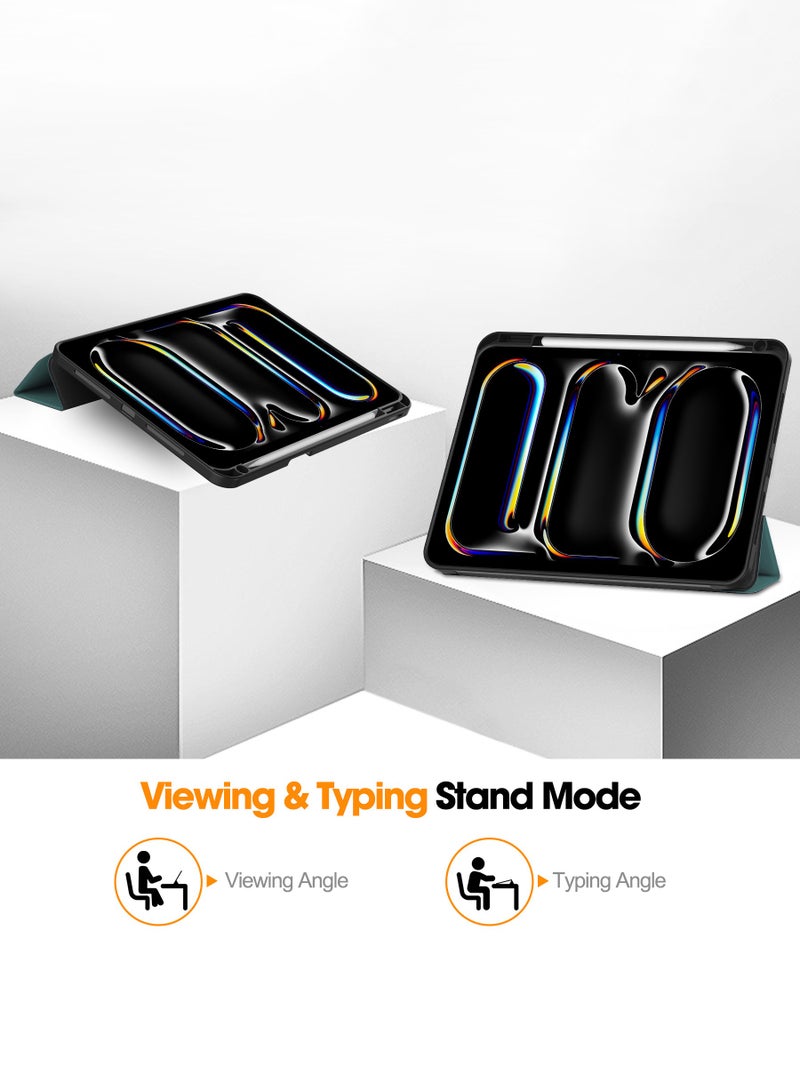 Carebao iPad Pro 11-Inch M4 (2024) Case - PU Leather Exterior and TPU Impact Protection with Tri-Fold Support for Angle Adjustment - Smart iPad Case with Pencil Slot and Auto Wake/Sleep Function - Image 3