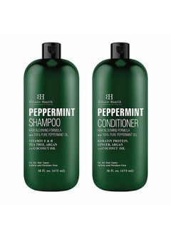 Botanic Hearth BOTANIC HEARTH Peppermint Oil Shampoo and Conditioner Set - Hair Blooming Formula with Keratin for Thinning Hair - Fights Hair Loss, Promotes Hair Growth-Sulfate Free for Men and Women - 16 fl oz x 2  - Image 1