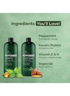 Botanic Hearth BOTANIC HEARTH Peppermint Oil Shampoo and Conditioner Set - Hair Blooming Formula with Keratin for Thinning Hair - Fights Hair Loss, Promotes Hair Growth-Sulfate Free for Men and Women - 16 fl oz x 2  - Image 2
