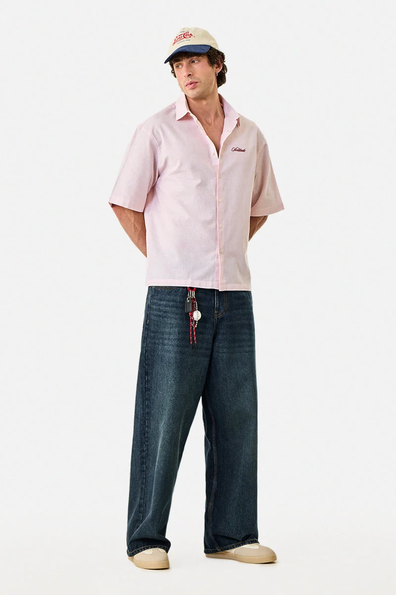 SNITCH Embroidered Linen Blend Box Fit Shirt