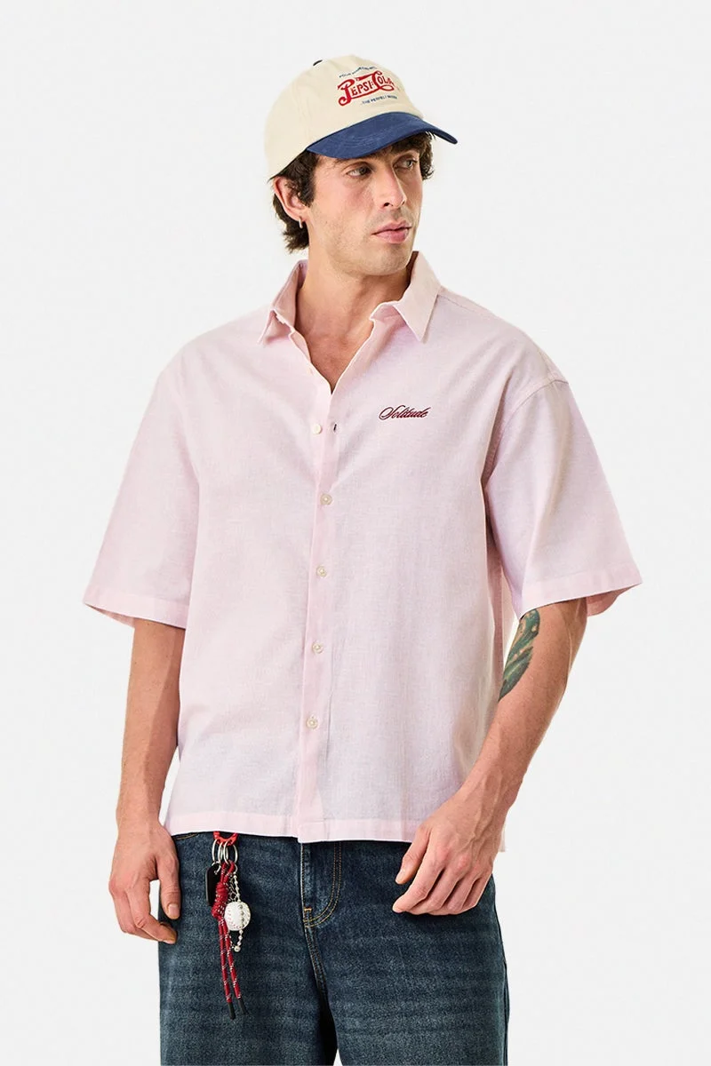 SNITCH Embroidered Linen Blend Box Fit Shirt