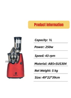 GearZone Slow Masticating Juicer, Cold Press Juicer Machines-Red Color  - Image 3