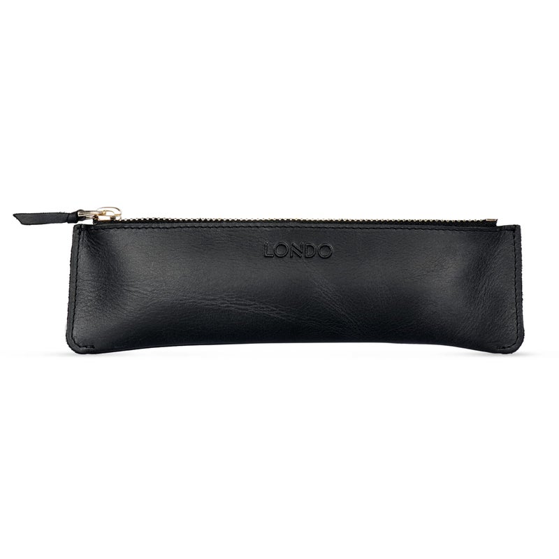 Londo Genuine Leather Pen Case with Zipper Closure Pencil Pouch Stationery Bag