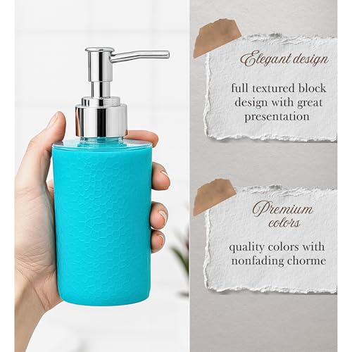 Emoh Roced Refillable Liquid Soap Dispenser – Unbreakable Plastic Pump Bottle for Handwash, Sanitizer, Lotion, or Shampoo | Reusable Bathroom & Kitchen Dispenser (250ml) (Blue, Pack of 1) - Image 2