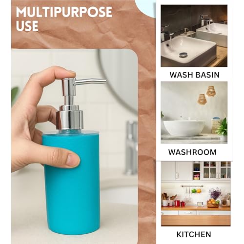 Emoh Roced Refillable Liquid Soap Dispenser – Unbreakable Plastic Pump Bottle for Handwash, Sanitizer, Lotion, or Shampoo | Reusable Bathroom & Kitchen Dispenser (250ml) (Blue, Pack of 1) - Image 3