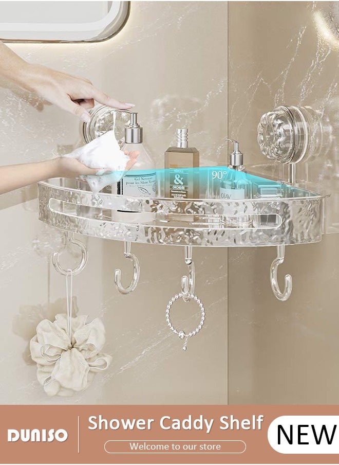 Bathroom Organizer Corner Shower Caddy With 4 Hooks, Adhesive Plastic Wall Mounted No Drilling Rustproof Shower Shelf Organiser, Floating Shelves Rack for Kitchen, Toilet & Bathroom Storage - pzsku/Z305EBDE255C2FA7AF207Z/45/_/1723426247/b063a0b7-689e-4cf4-b11d-8316ea074f18