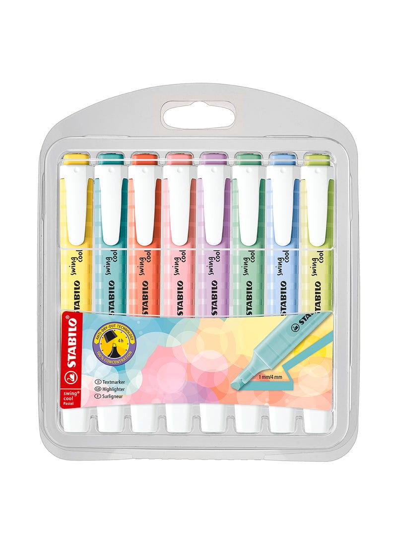 STABILO Highlighter Pen - Swing Cool Wallet of 8 Assorted Pastel Colours , Anti-Dry Out , for Drawing Illustrations , Note Taking  - Image 1