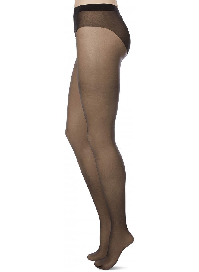 Wolford Luxe 9 Denier Ultra-Sheer Tights for Women Invisible Sandal Toe Elastane-Free Leg Soft Knitted Waistband with Logo Black Large - Image 2