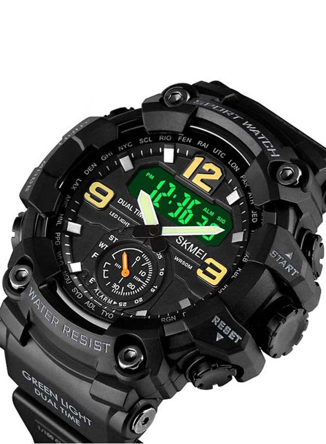 Men's 1637 Japan Movement 3 Time Dual Display Analog LED Electronic Quartz Wristwatch - Image 2