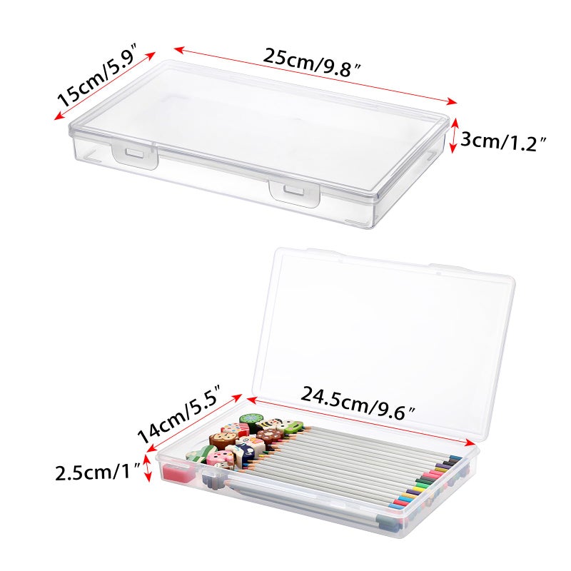 BTSKY Clear Plastic Storage Box with Flap Lid, Multipurpose Craft Organizers and Storage Box Art Supply Storage Organizer Plastic Sewing Box for Beads Pencils Sticky Notes, 4 Pack Medium Small - Image 4