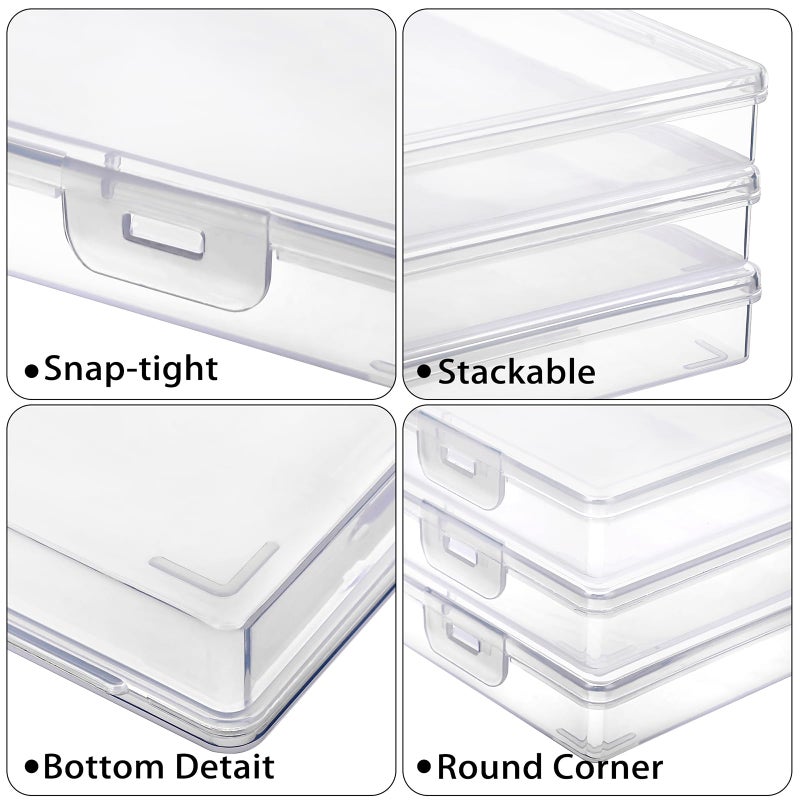 BTSKY Clear Plastic Storage Box with Flap Lid, Multipurpose Craft Organizers and Storage Box Art Supply Storage Organizer Plastic Sewing Box for Beads Pencils Sticky Notes, 4 Pack Medium Small - Image 5