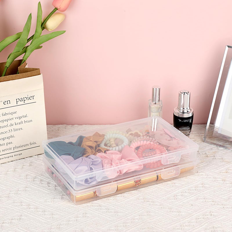 BTSKY Clear Plastic Storage Box with Flap Lid, Multipurpose Craft Organizers and Storage Box Art Supply Storage Organizer Plastic Sewing Box for Beads Pencils Sticky Notes, 4 Pack Medium Small - Image 3