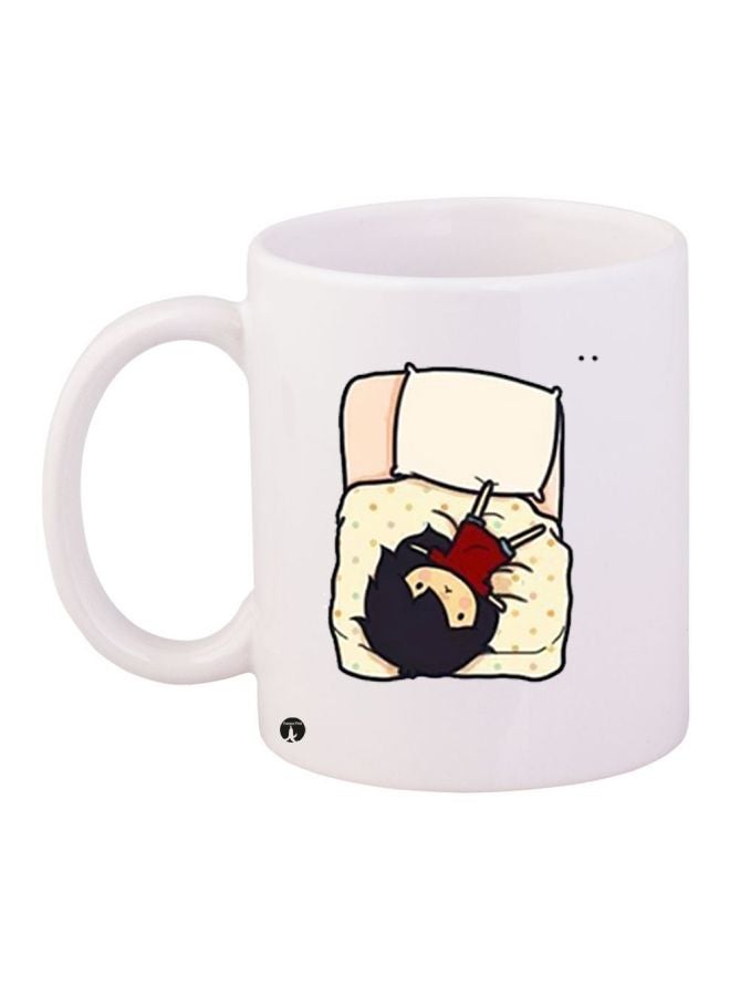 Printed Coffee Mug White/Beige/Red 11ounce