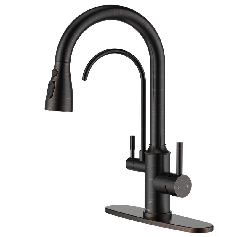 APPASO Kitchen Faucet with Water Filter Without Water Filtration Device Oil Rubbed Bronze 3in1 Kitchen Sink Faucet High Arch 2Handle 3Way Kitchen Faucet with PullDown Sprayer - Image 2