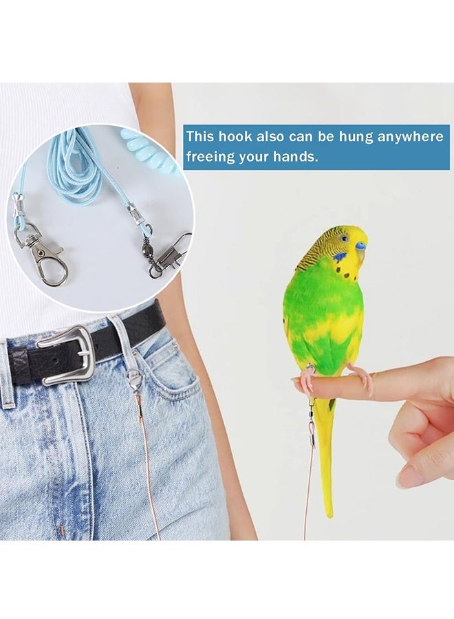 2 Pcs Bird Training Leash,Adjustable Parrot Flying Strap Rope Universal Flying Traction Lead Durable Outing Gadget Outdoor Training Toy for Birds, Parrot, Cockatiel, Parakeet, Lory, 3m elastic flying rope No. 6 foot ring(Blue and Pink) - Image 4