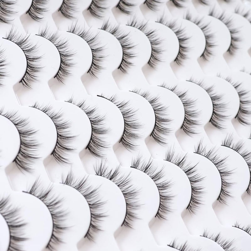 Azenlo False Eyelashes 48 Pairs Faux Mink Lashes 14mm Wispy Lashes 3D Fluffy Cat Eye Lashes Pack Bulk Wholesale Strip Lashes(style 48-038) - Image 3