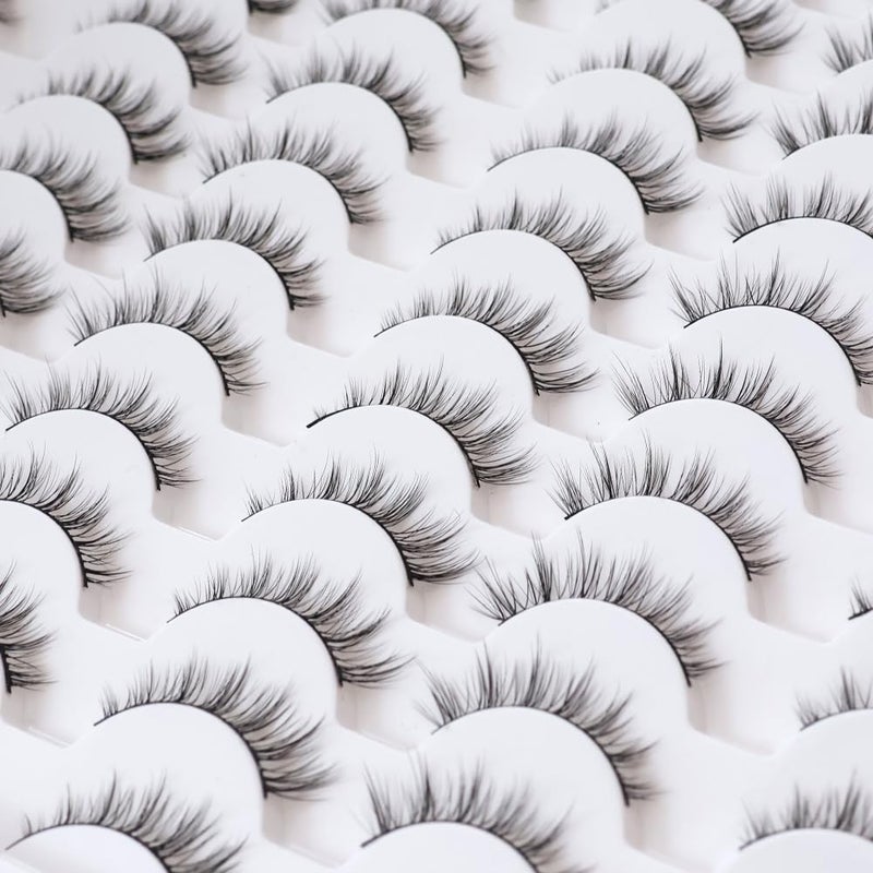 Azenlo False Eyelashes 48 Pairs Faux Mink Lashes 14mm Wispy Lashes 3D Fluffy Cat Eye Lashes Pack Bulk Wholesale Strip Lashes(style 48-038) - Image 5