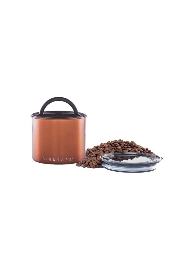 Planetary Design Airscape Stainless Steel Coffee Canister | Food Storage Container | US Patented Airtight Lid | Push Out Excess Air Preserve Food Freshness (Small, Brushed Copper) - Image 1