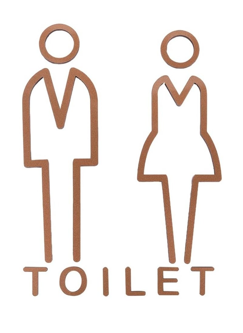 Generic - 1set Toilet Door Sign Male and Female Toilet Signs Hollow Out Self Adhesive Tabs Man Women Shapes Restroom Wall Stickers Decorative Toilet Symbol for Home Bathroom Hotel Office Restaurant - Image 1