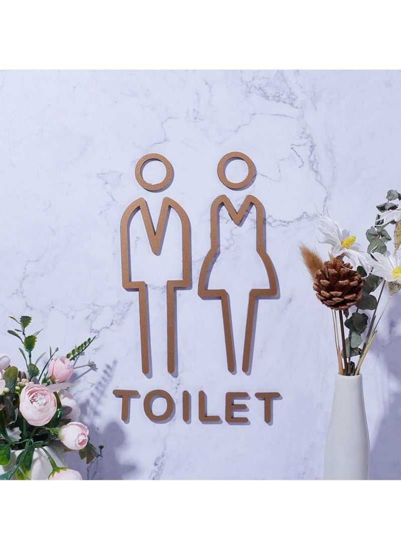 Generic - 1set Toilet Door Sign Male and Female Toilet Signs Hollow Out Self Adhesive Tabs Man Women Shapes Restroom Wall Stickers Decorative Toilet Symbol for Home Bathroom Hotel Office Restaurant - Image 1